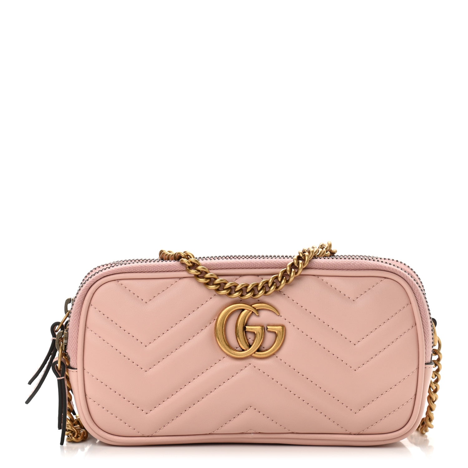 Gucci Calfskin Matelasse Mini GG Marmont Chain Crossbody Bag Perfect Pink 1 of 13