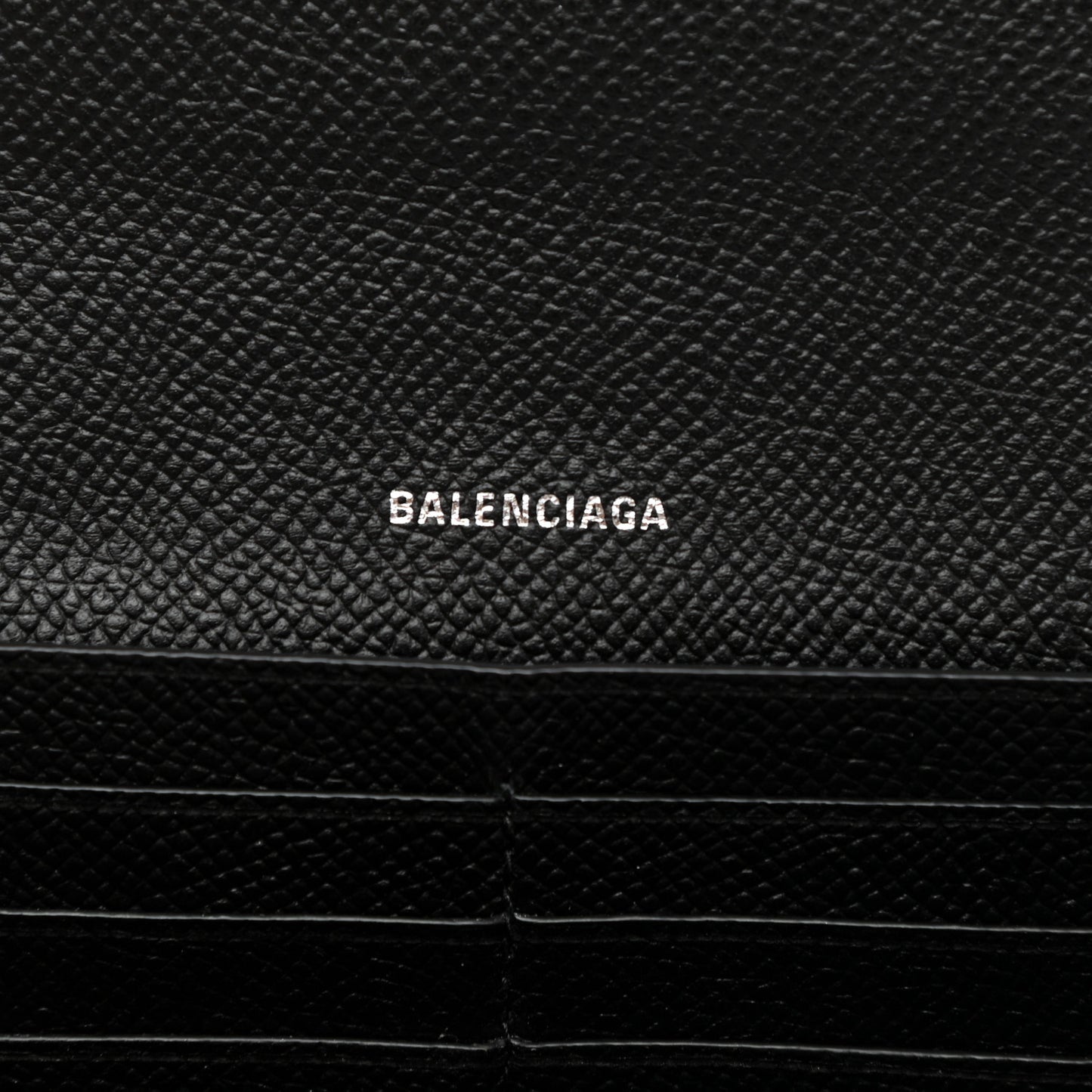 Grained Calfskin Logo Cash Thin Money Wallet Black White