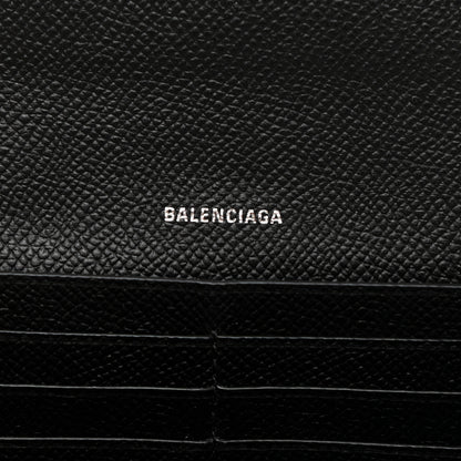 Balenciaga Grained Calfskin Logo Cash Thin Money Wallet Black White 6 of 10