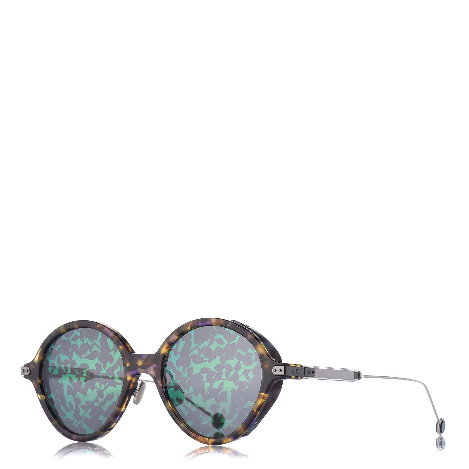 Christian Dior Acetate Leaf Print Umbrage Round Sunglasses Green Foliage 1 of 7