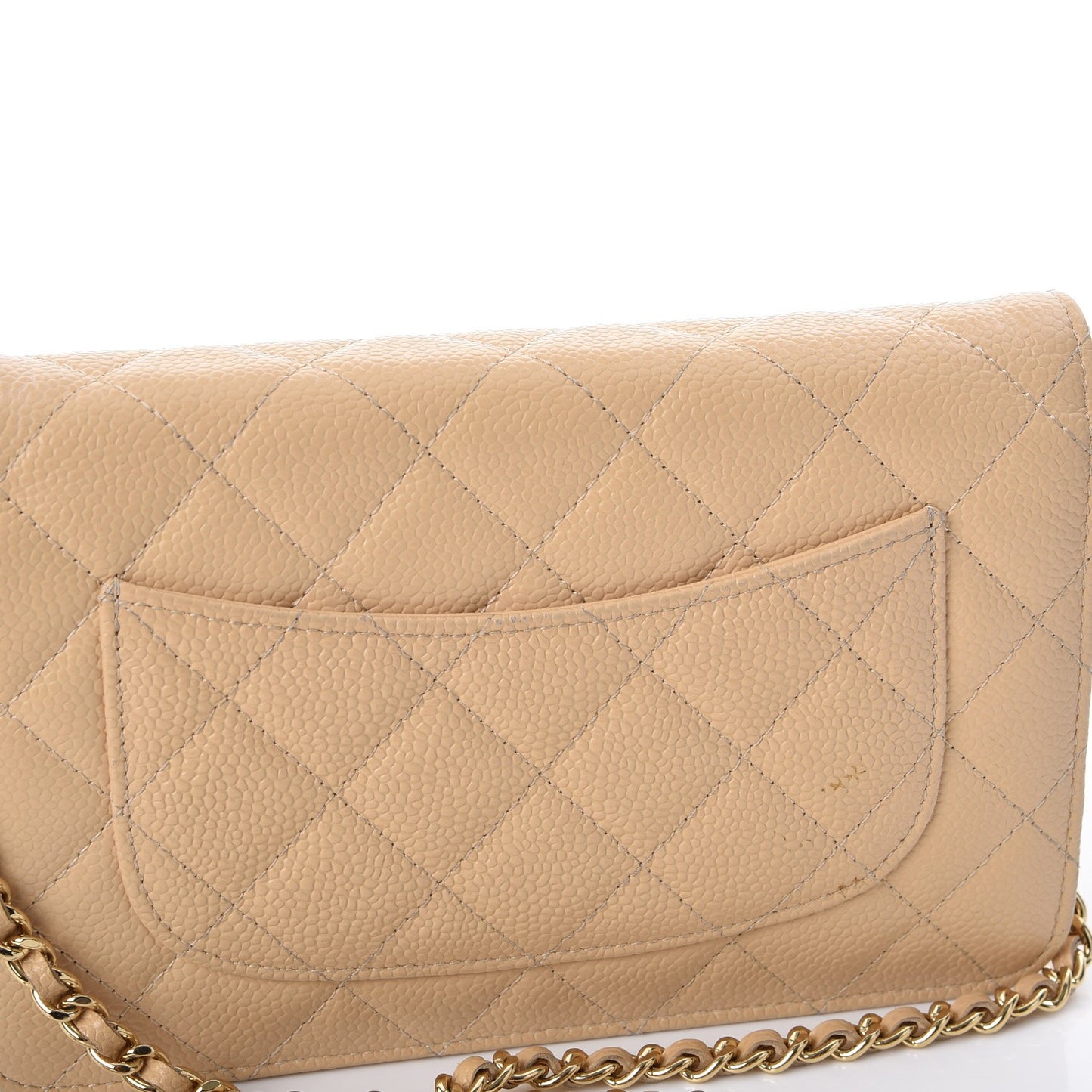 Caviar Quilted Wallet On Chain WOC Beige Clair