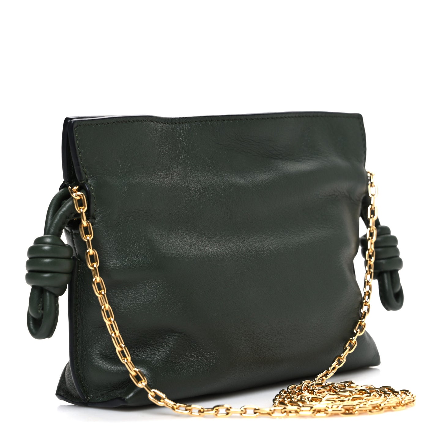 Calfskin Nano Flamenco Knot Clutch Khaki