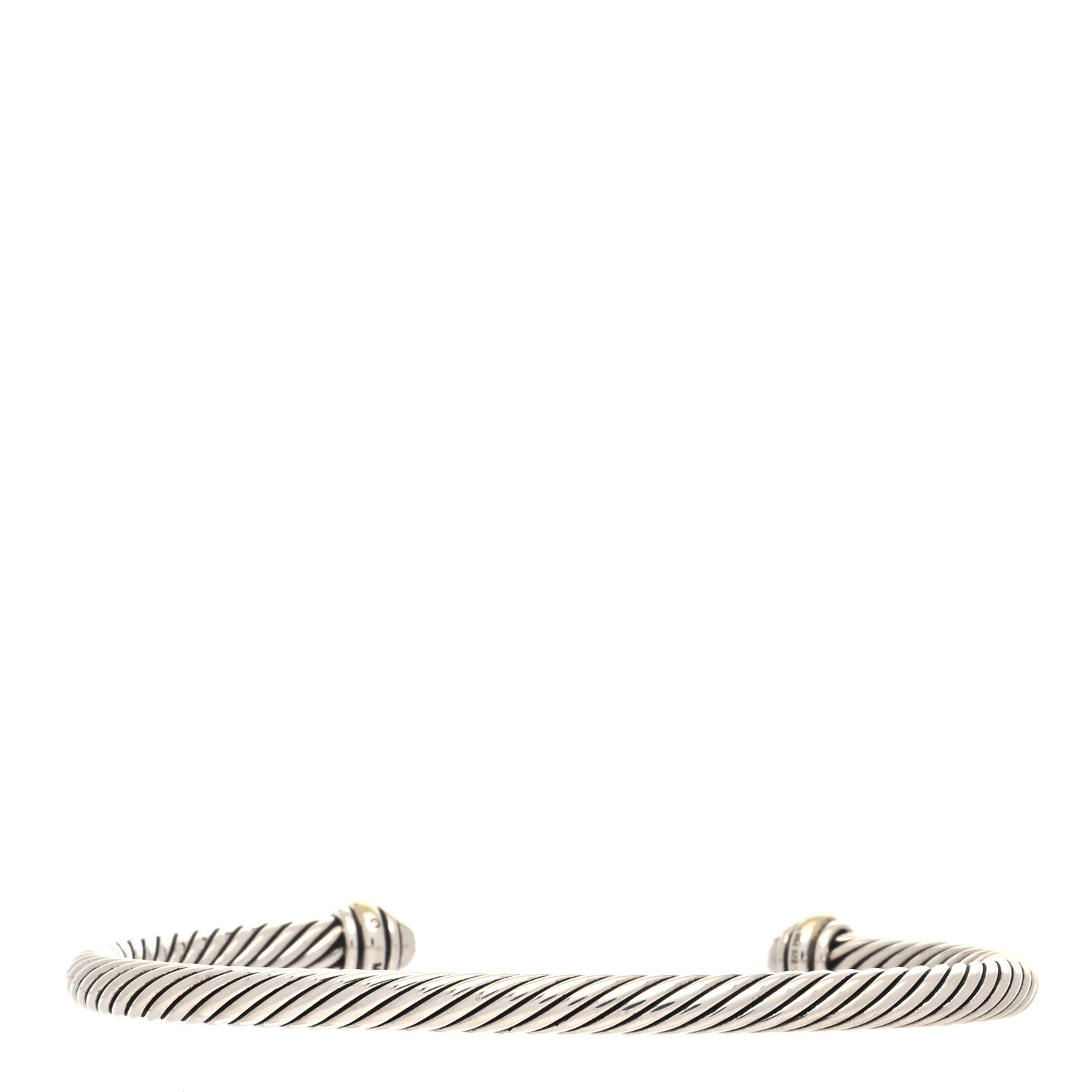 David Yurman Sterling Silver 18K Yellow Gold 4mm Cable Classics Bracelet 2 of 5