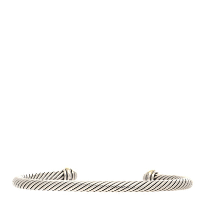 David Yurman Sterling Silver 18K Yellow Gold 4mm Cable Classics Bracelet 2 of 5