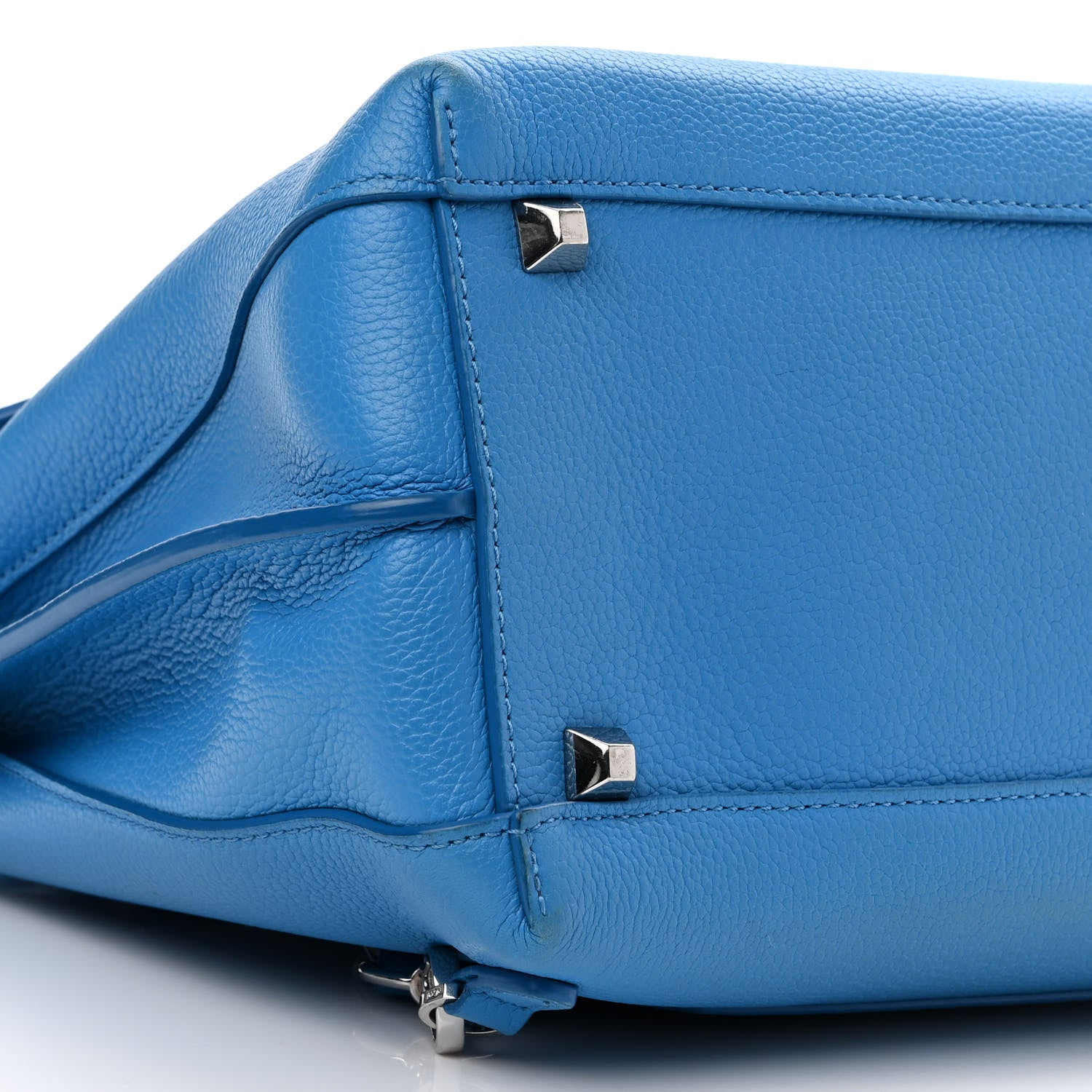 MCM Grained Calfskin Large Milla Convertible Backpack Tile Blue 8 of 9