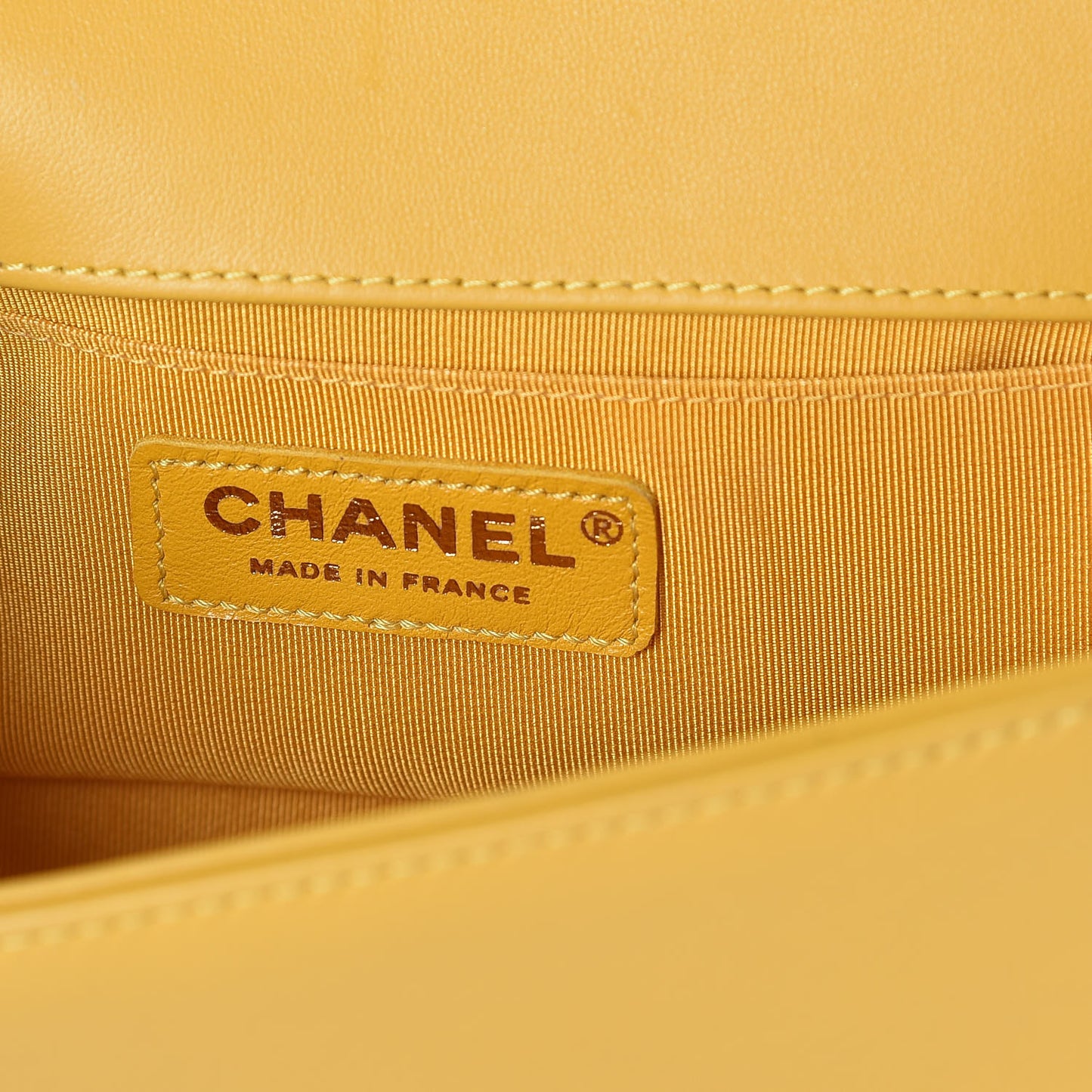 Lambskin Quilted Small Boy Flap Yellow