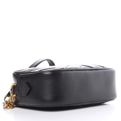 Gucci Calfskin Matelasse Mini GG Marmont Chain Shoulder Bag Black 4 of 10