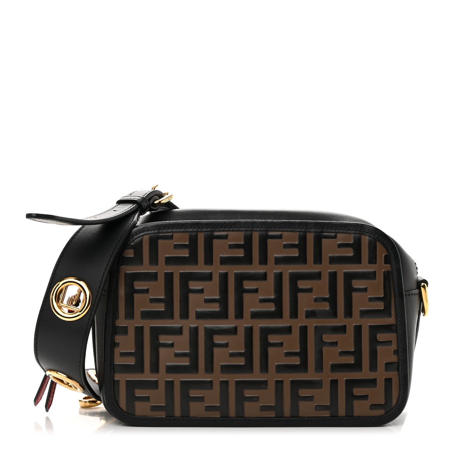 Fendi Vitello Century F is Fendi Bi-Color FF 1974 Embossed Camera Case Maya Black 1 of 13