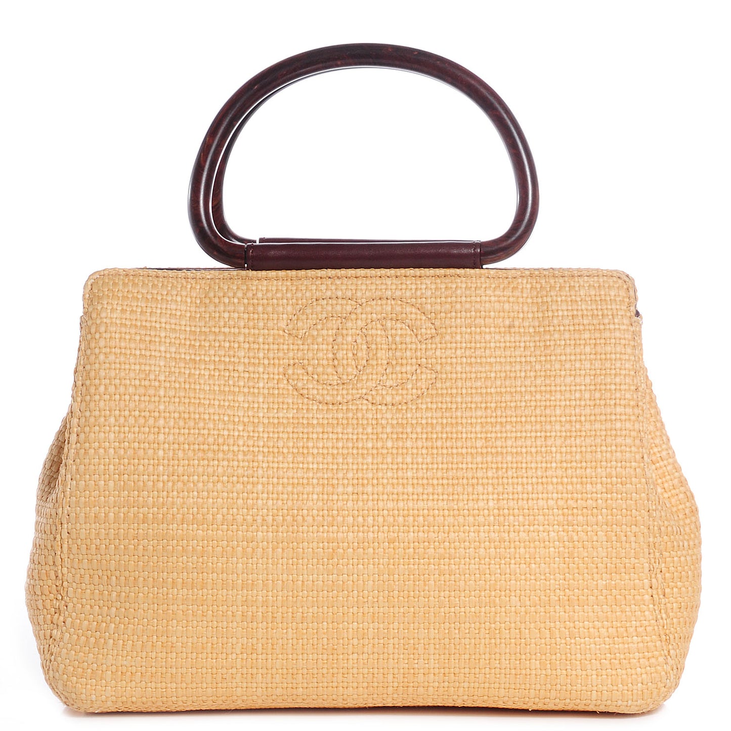 Woven Straw Raffia Wooden Handles Bag