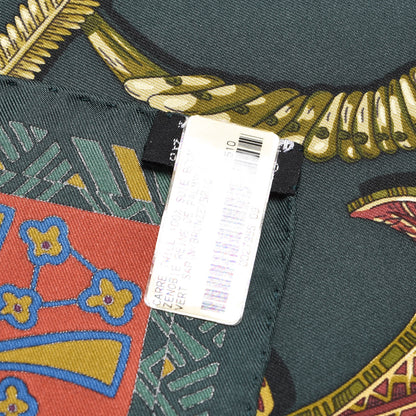 Hermes Silk Zenobie Reine De Palmyre Scarf 90 Vert Sapin Bronze Brique 5 of 6