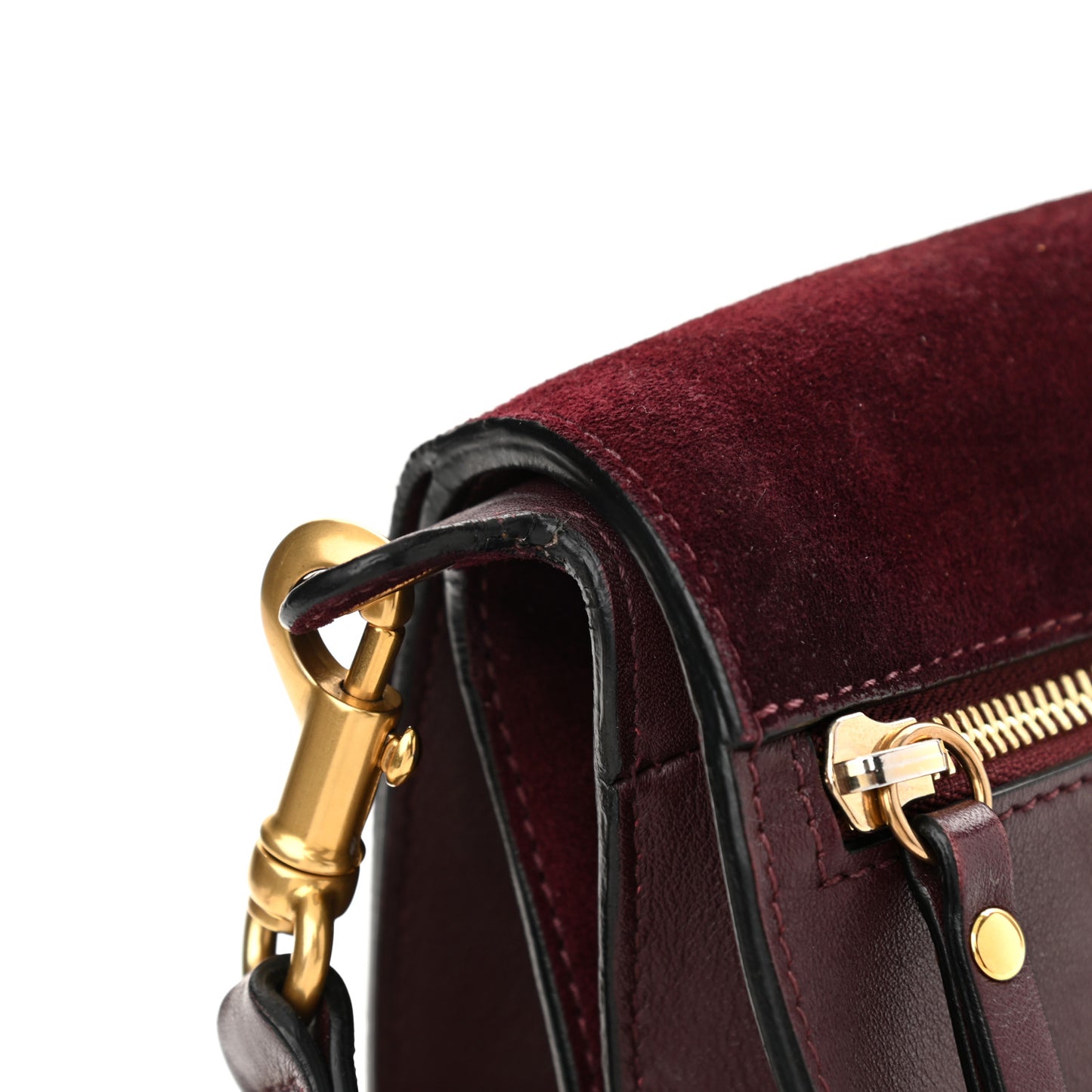 Suede Smooth Calfskin Medium Kurtis Shoulder Bag Plum Purple