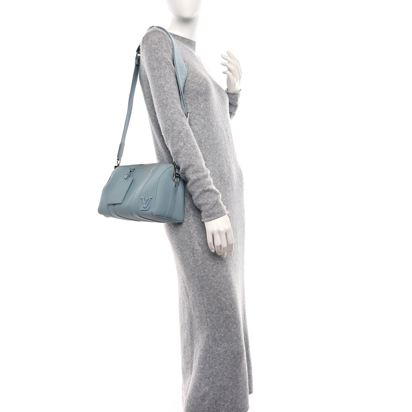 Grained Calfskin Aerogram City Keepall Cloud Blue