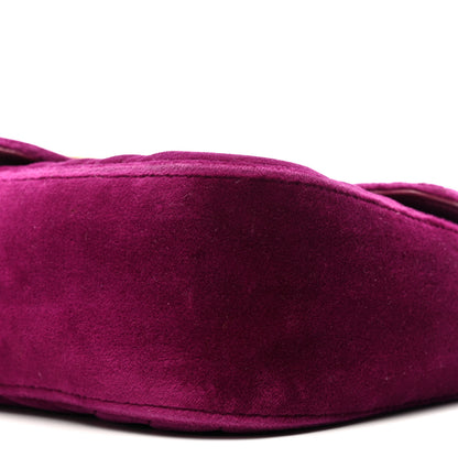 Gucci Velvet Matelasse Small GG Marmont Shoulder Bag Fuchsia Violet Cyclamen 10 of 13