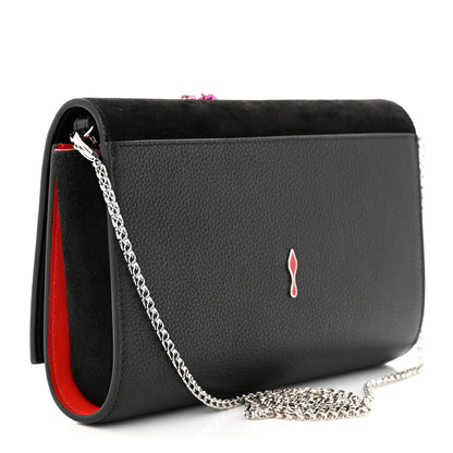 Christian Louboutin Suede Crystal Embellished Paloma Love Clutch Black Multicolor 3 of 11