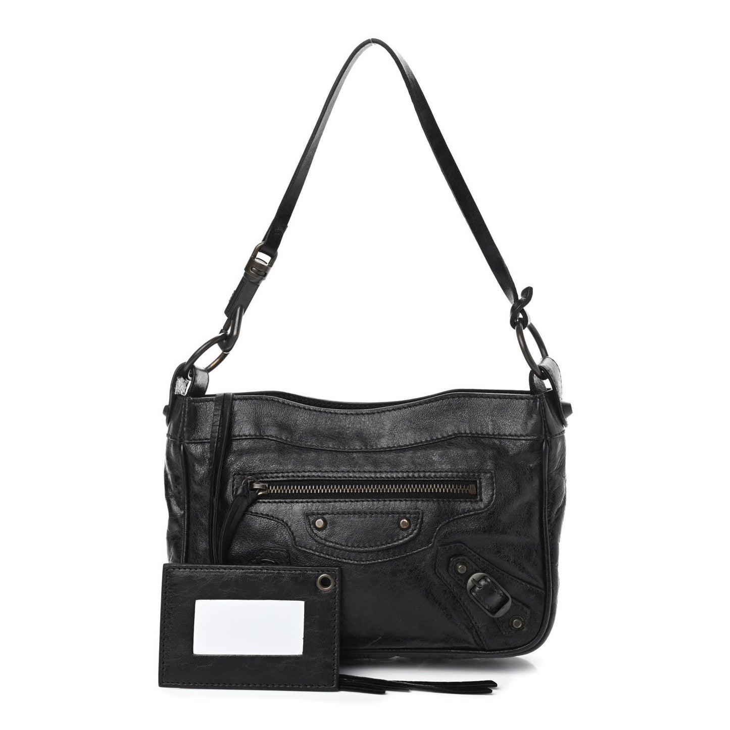 Chevre Classic Hardware Shoulder Bag Black