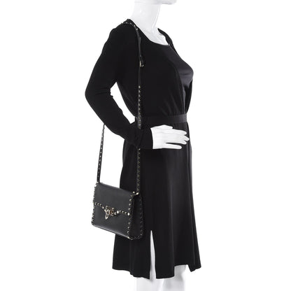 Valentino Garavani Pebbled Calfskin Medium Rockstud Flip Lock Crossbody Bag Black 2 of 7