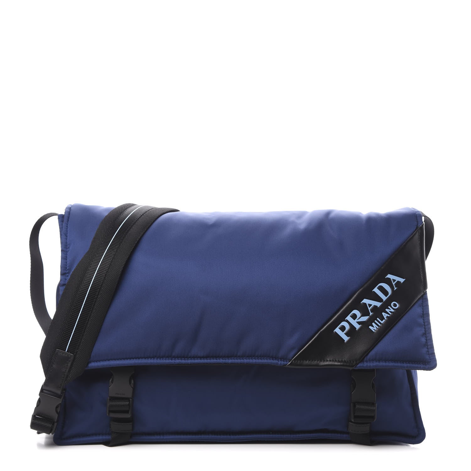 Prada Tessuto Nylon Soft Calf Messenger Royal Black 1 of 11