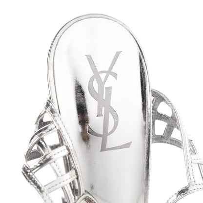 Saint Laurent Metallic Paris 125 Platform Cage Sandals 39.5 Silver 5 of 15