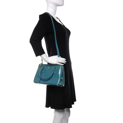 Prada Saffiano Vernice Mini Galleria Double Zip Tote Voyage 2 of 9