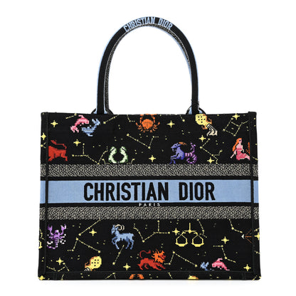 Christian Dior Canvas Embroidered Medium Pixel Zodiac Book Tote Black Multicolor 1 of 10