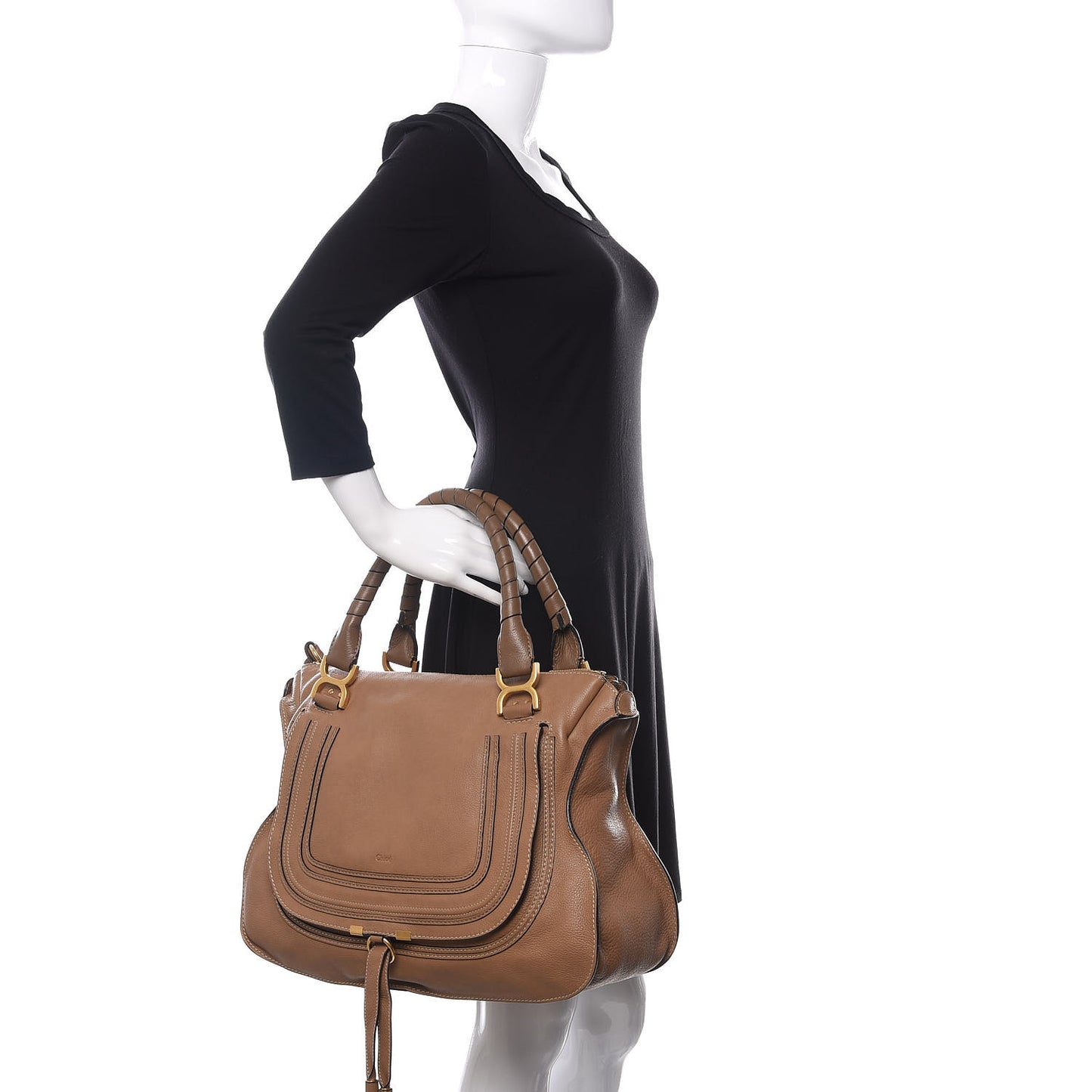 Calfskin Large Marcie Satchel Nut
