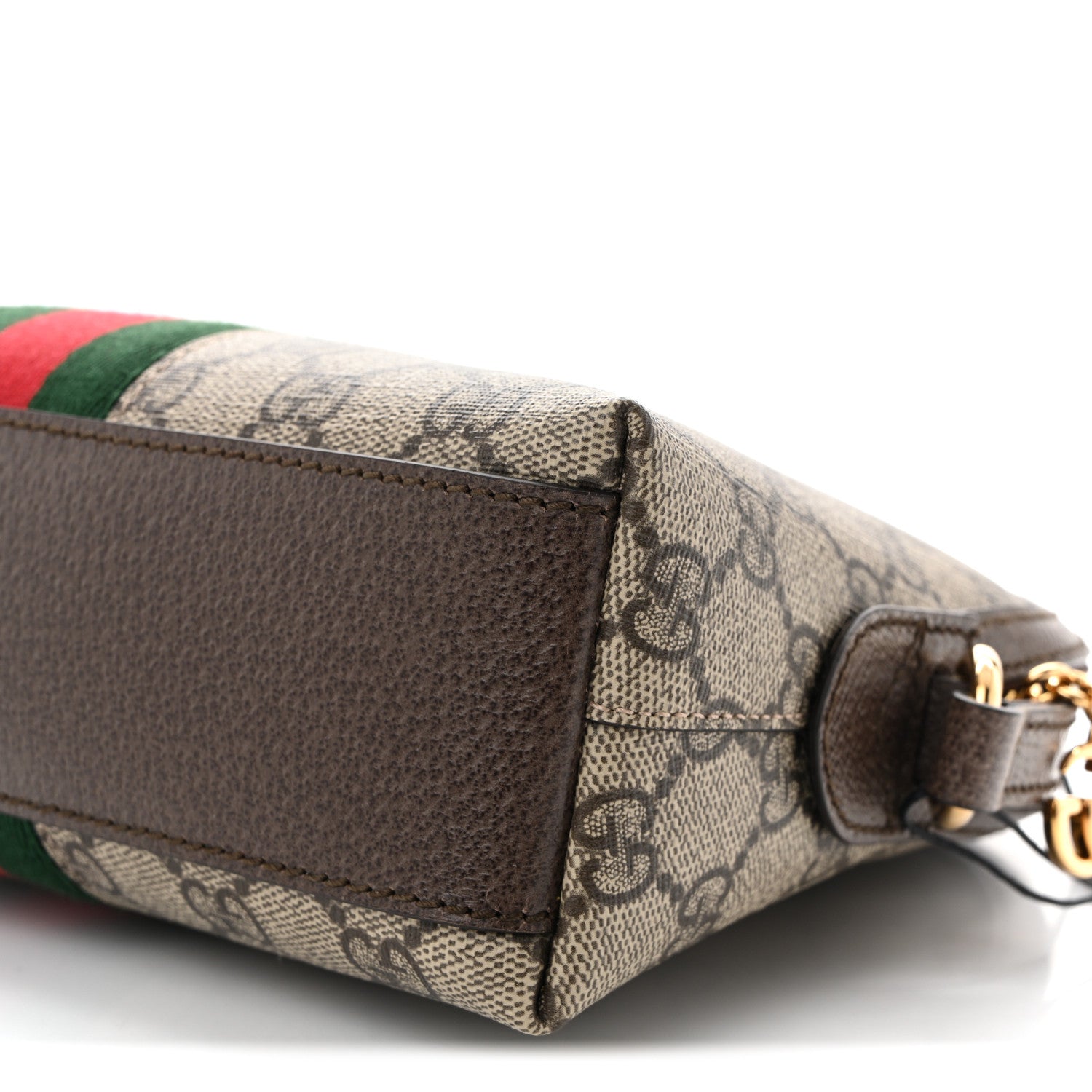 Gucci GG Supreme Monogram Textured Dollar Calfskin Web Small Ophidia Dome Shoulder Bag Beige Ebony New Acero Brown 10 of 10