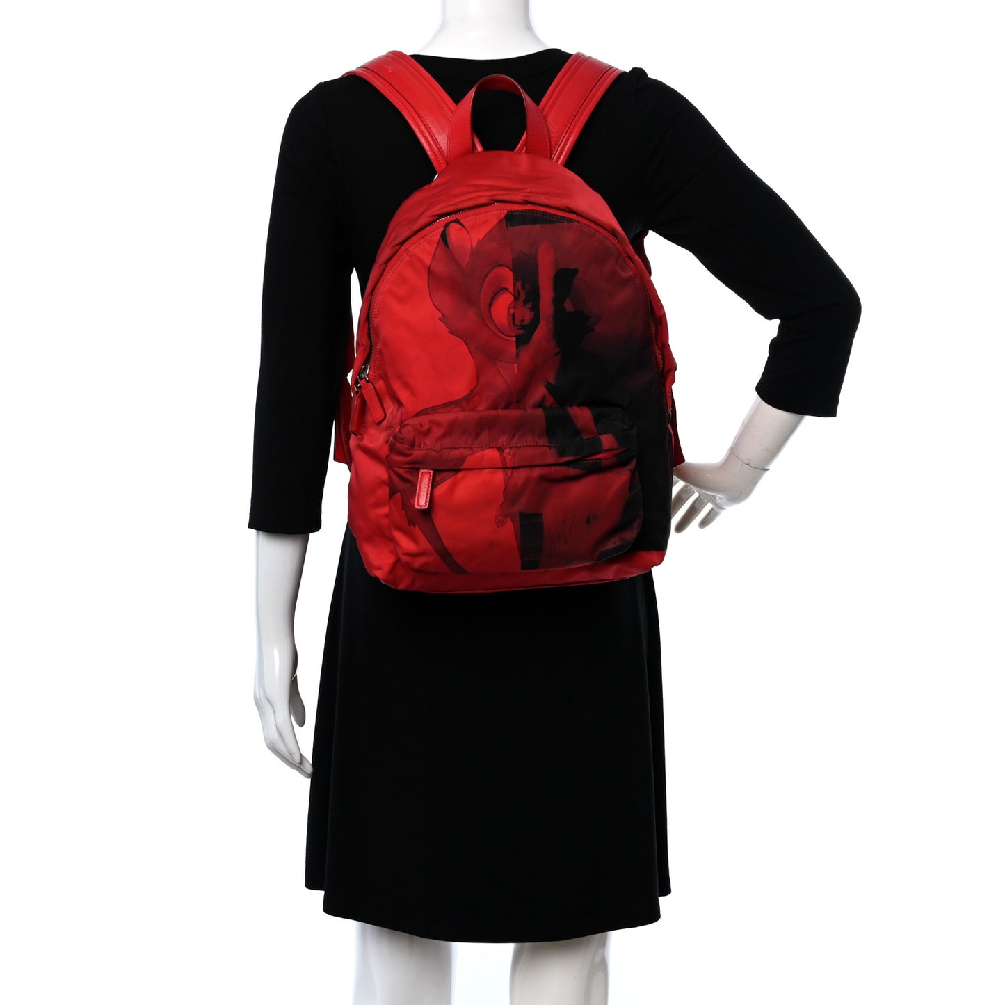 Nylon Bambi Print Nano Backpack Red