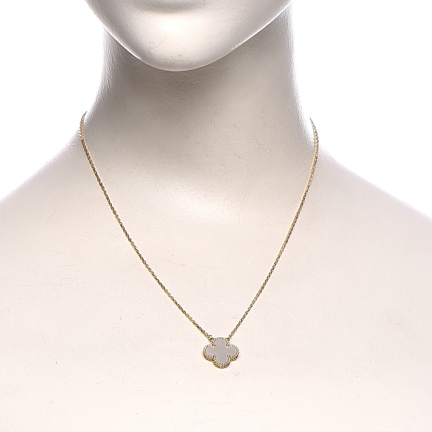 Van Cleef & Arpels 18K Yellow Gold Mother of Pearl Vintage Alhambra Pendant Necklace 2 of 5