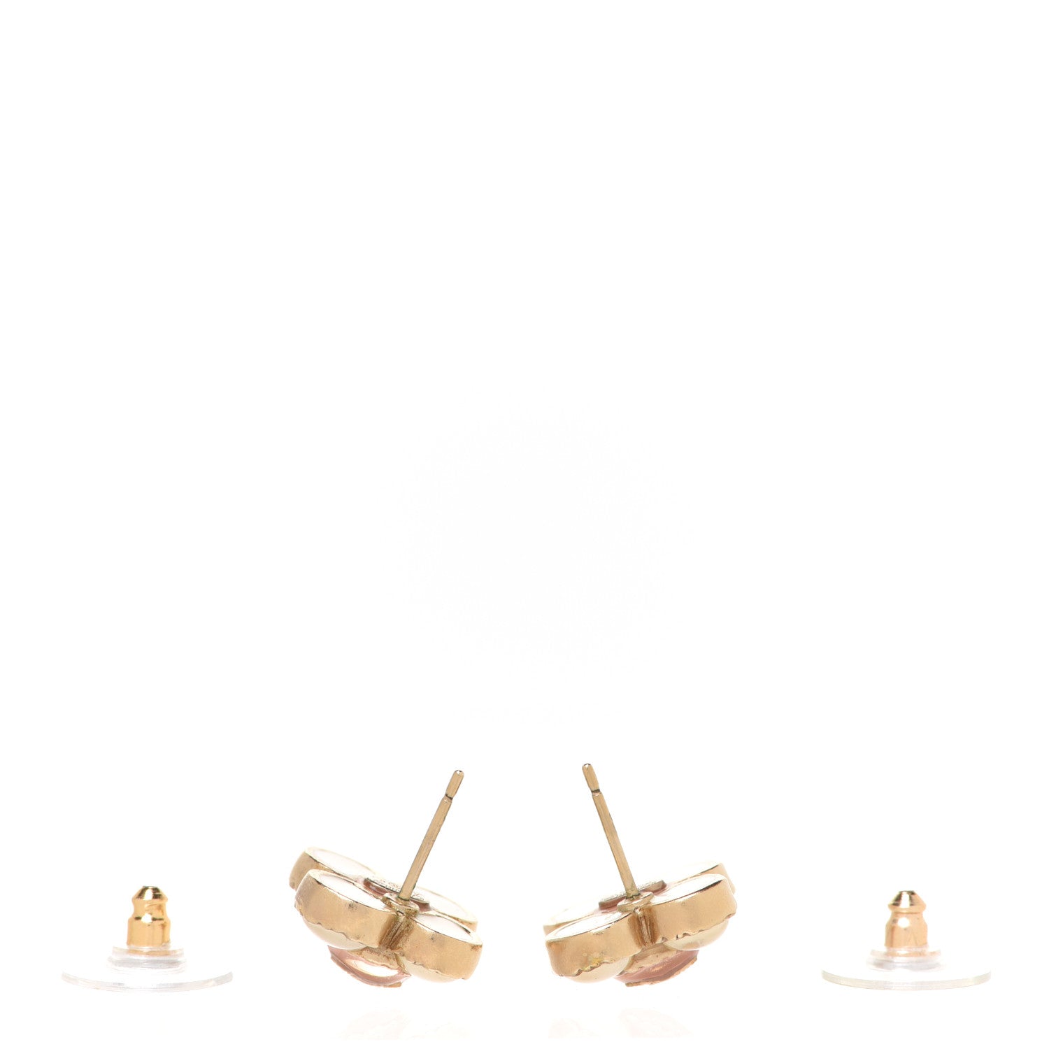 Chanel Enamel Flower CC Earrings Beige Pink 3 of 4