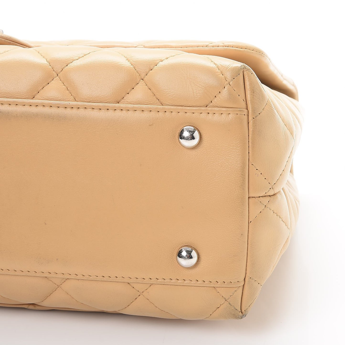 Lambskin Quilted Jumbo Kelly Flap Bag Beige