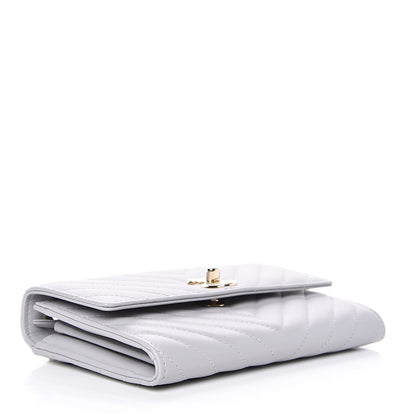 Chanel Lambskin Chevron Quilted Trendy CC Wallet On Chain WOC Grey 4 of 12