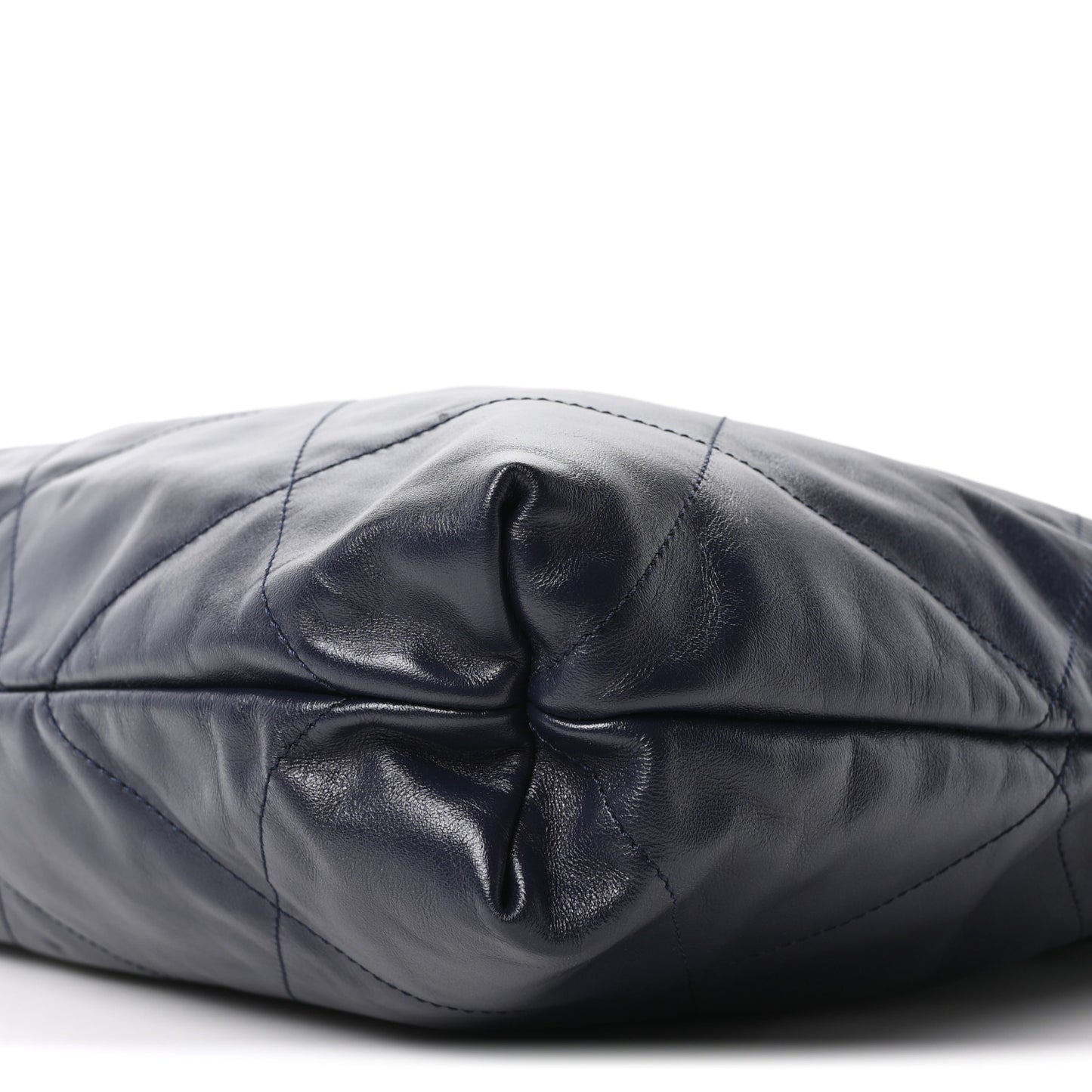 Shiny Calfskin Quilted Chanel 22 Navy Blue