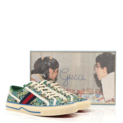 Gucci X LIBERTY OF LONDON Canvas Web Floral Print Womens 1977 Tennis Sneakers 37 Carta Acquamarine Navy Mystic White 8 of 8