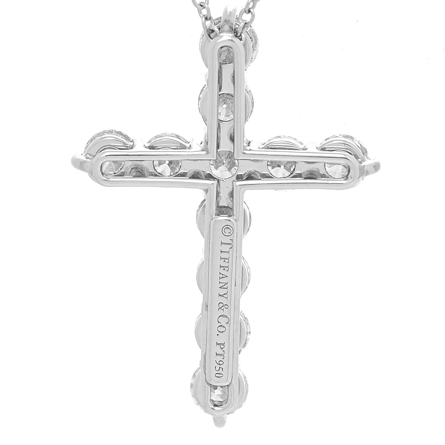 Platinum Diamond Large Cross Pendant Necklace