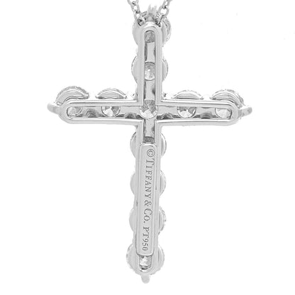 Tiffany Platinum Diamond Large Cross Pendant Necklace 5 of 6