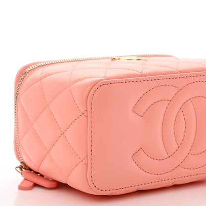 Chanel Lambskin Resin Quilted Vanity Case With Chain Pink 9 of 12