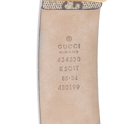 Gucci GG Supreme Monogram Selleria Calfskin Kingsnake 35mm Belt 85 34 Beige Ebony Multicolor Cocoa 3 of 5
