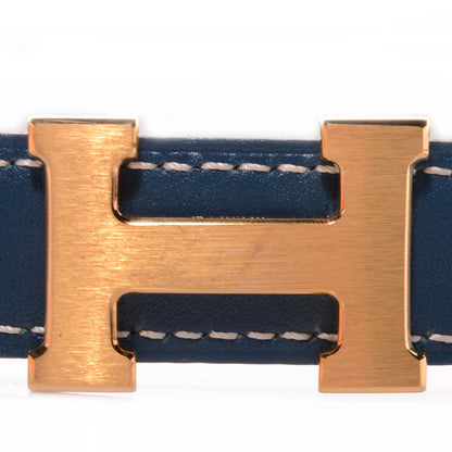 Hermes Swift Box Reversible Brushed Gold Constance 18mm H Belt 70 Bleu Thalassa Black 2 of 6