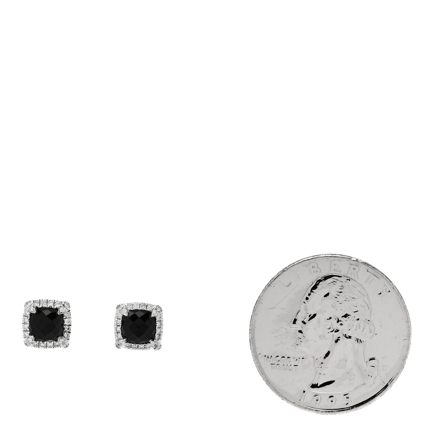Sterling Silver Diamond Black Onyx Petite 5mm Chatelaine Bezel Earrings