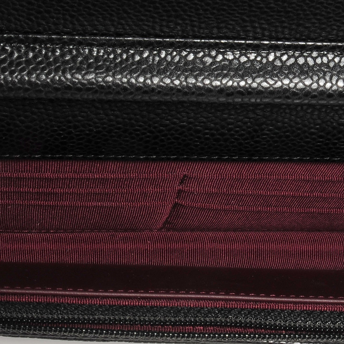 Caviar Quilted Wallet on Chain Black