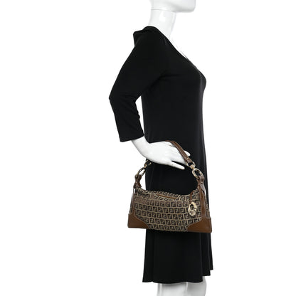 Fendi Zucchino Cuoio Small Chef Pocket Shoulder Bag Mogano Panna Fango 2 of 12