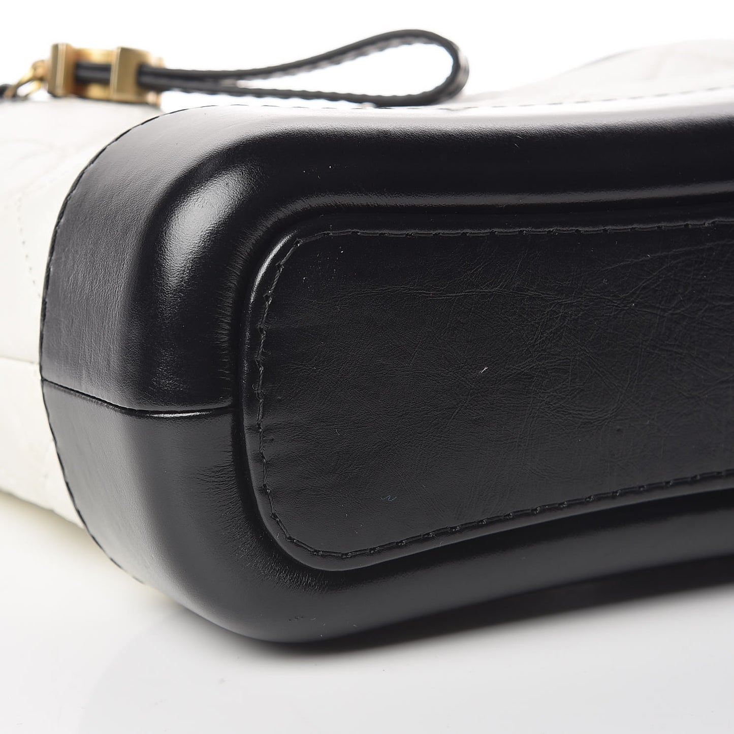 Aged Calfskin Quilted Small Gabrielle Hobo Black White