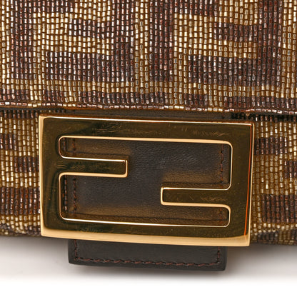 Fendi Vitello King Beaded Zucca Baguette Mogano Panna Ebano 13 of 13