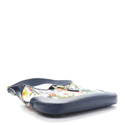 Gucci Canvas Flora Medium Jackie Hobo Blue Agata 4 of 11