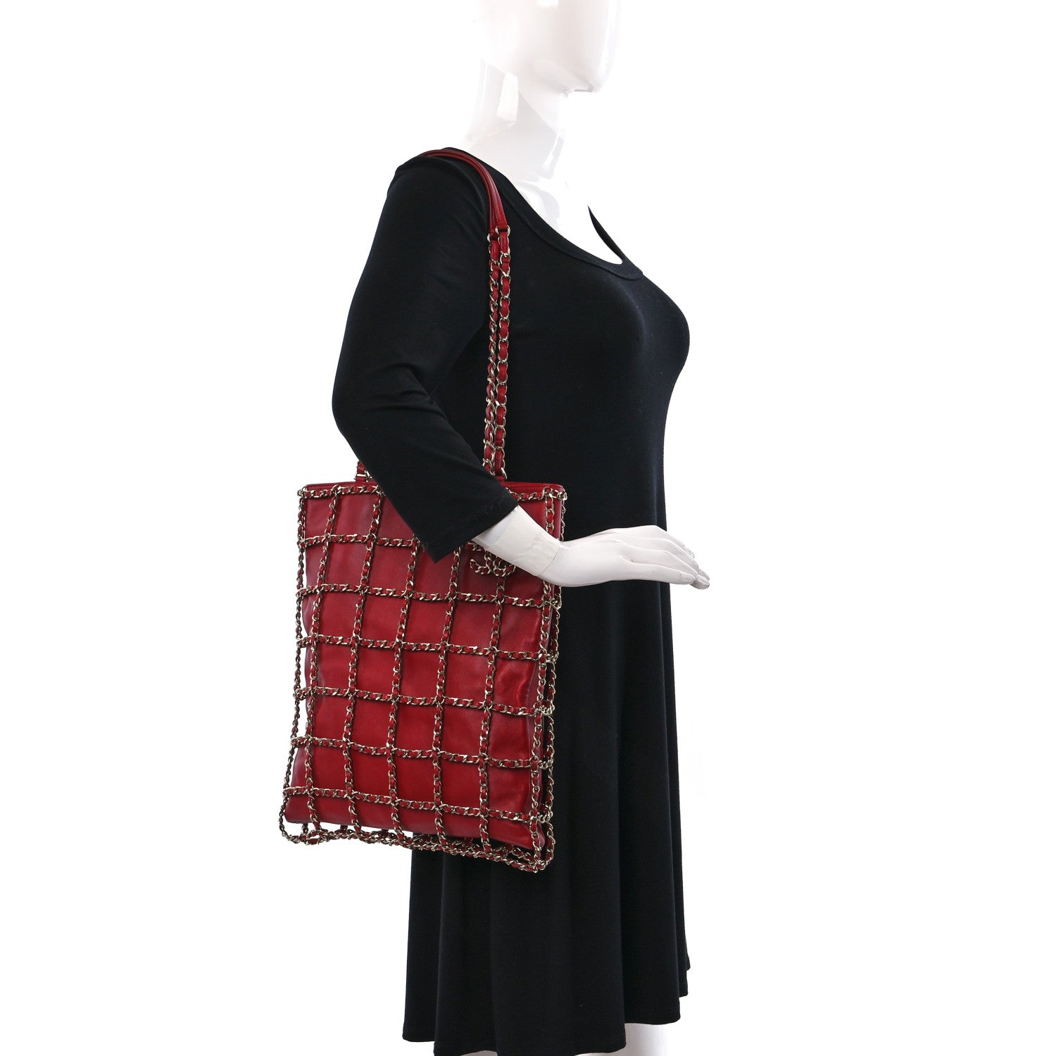 Chanel Lambskin Large Shopping Chain Tote Red 2 of 10