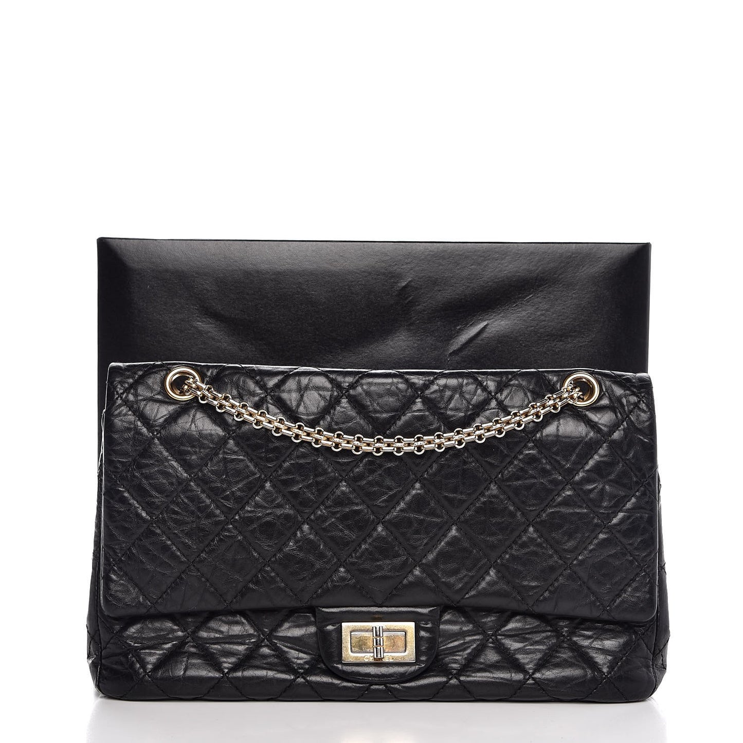 Aged Calfskin Quilted 2.55 Reissue 227 Flap Black