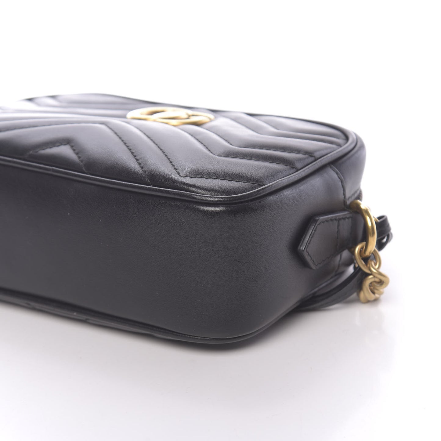 Calfskin Matelasse Mini GG Marmont Chain Shoulder Bag Black