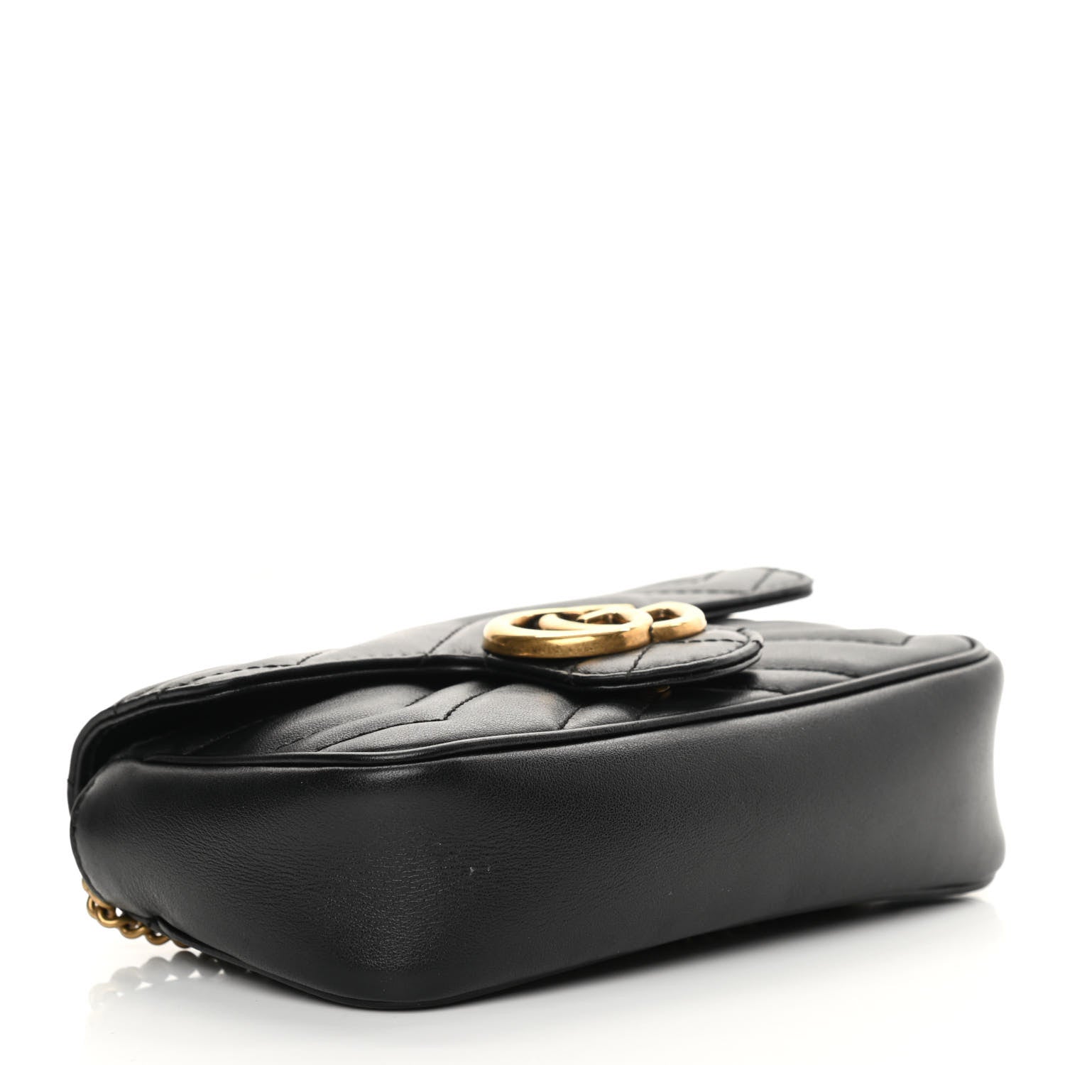 Gucci Calfskin Matelasse Super Mini GG Marmont Shoulder Bag Black 4 of 13