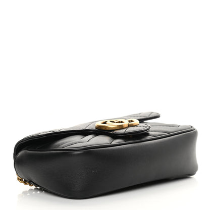 Gucci Calfskin Matelasse Super Mini GG Marmont Shoulder Bag Black 4 of 13