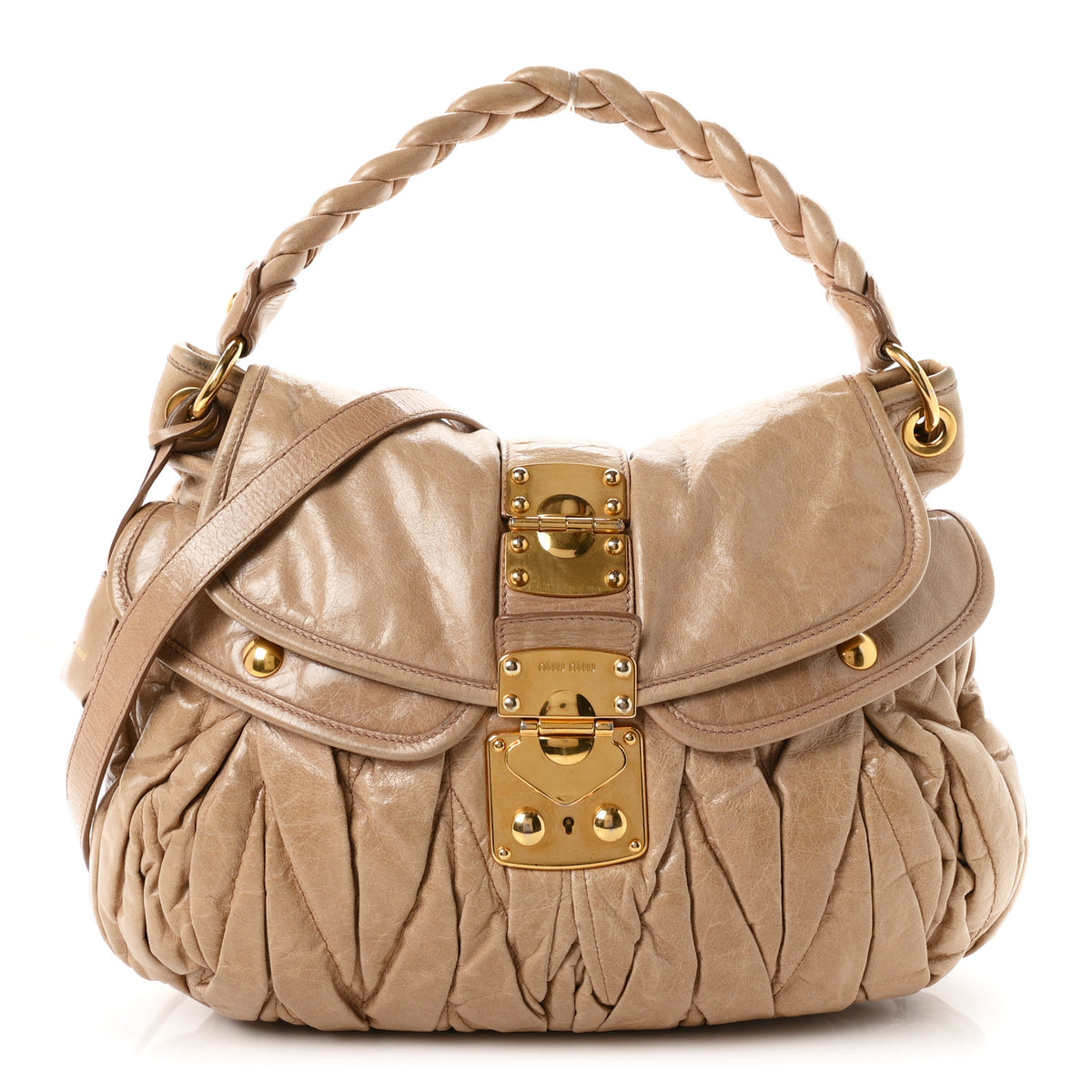 Nappa Matelasse Coffer Hobo Beige